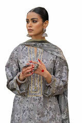 3 Piece Unstitched Printed Lawn Suit with Lurex Chiffon Dupatta SP-42014