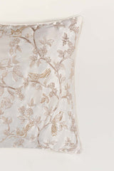 Sparrow Silk Embroidered Cushion Cover
