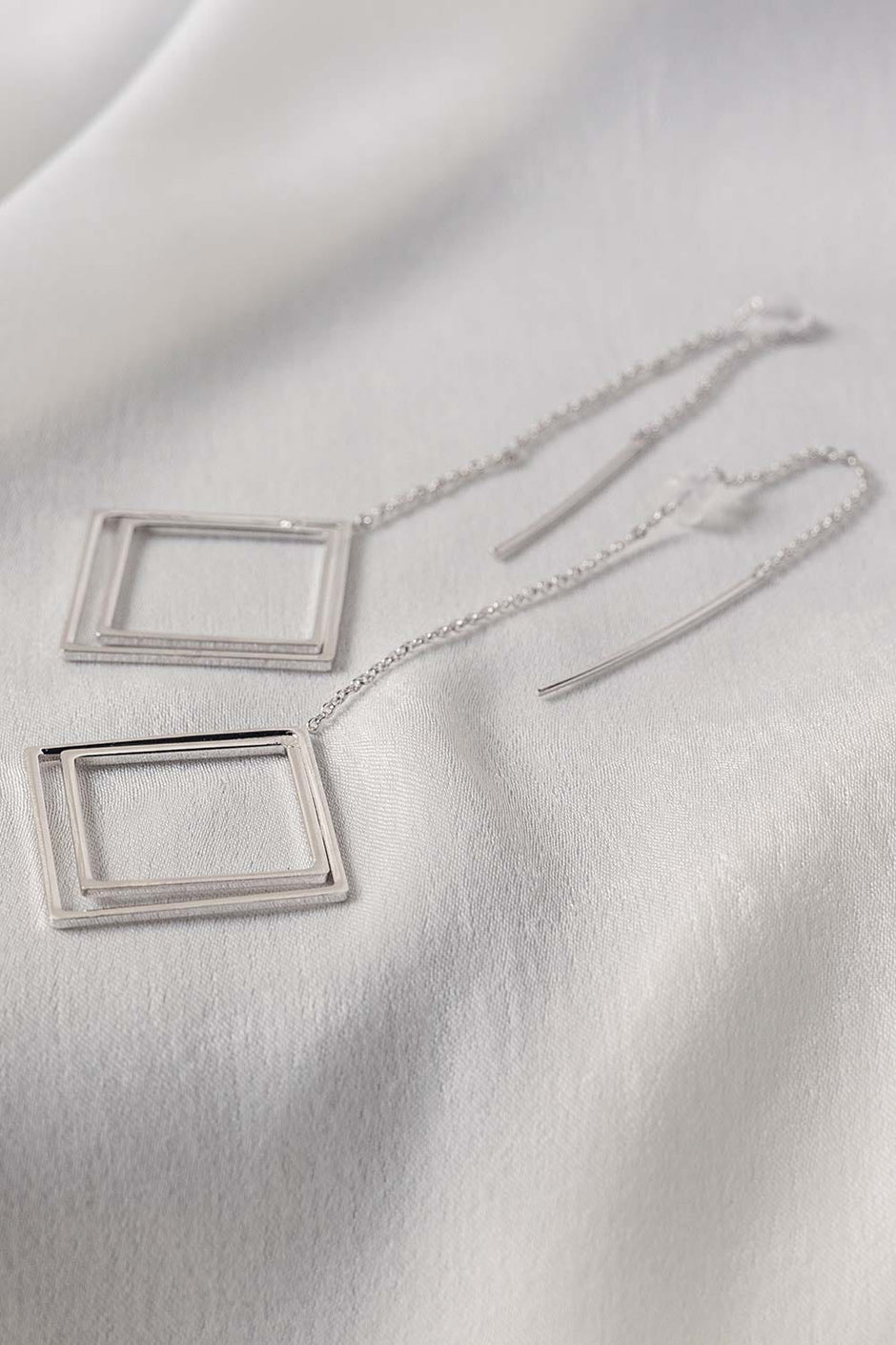 Square Threader Earrings Silver