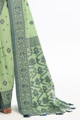 3 Piece Unstitched Cotton Jacquard Saree SR-52002