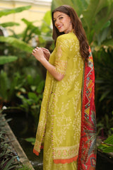 3 Piece Embroidered Lacquer Printed Dobby Unstitched Suit with Digital Printed Silk Dupatta SSM-32016