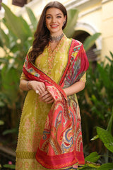 3 Piece Embroidered Lacquer Printed Dobby Unstitched Suit with Digital Printed Silk Dupatta SSM-32016