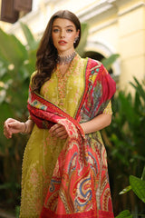 3 Piece Embroidered Lacquer Printed Dobby Unstitched Suit with Digital Printed Silk Dupatta SSM-32016