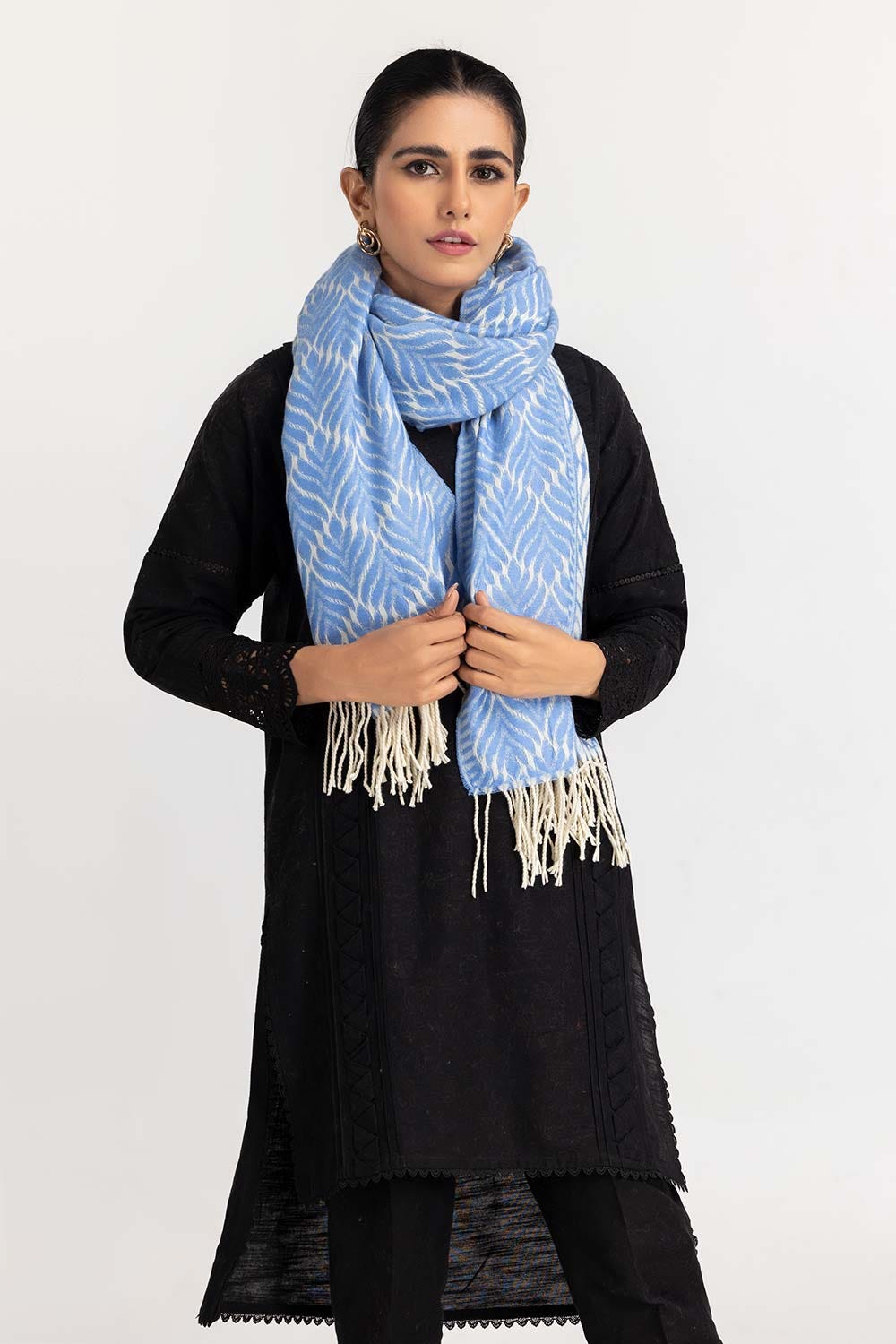 Ink Blue Woollen Stole STOLE-22-01 B