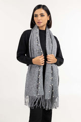 Light Grey Stole With Pearls STOLE-22-05 A