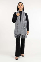 Light Grey Stole With Pearls STOLE-22-05 A
