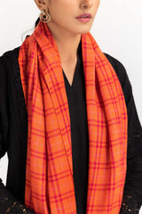 Orange Stole With Checkered Pattern STOLE-22-12 A
