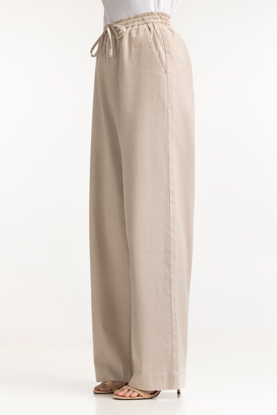 Straight Fit Cotton Len Blend Trouser