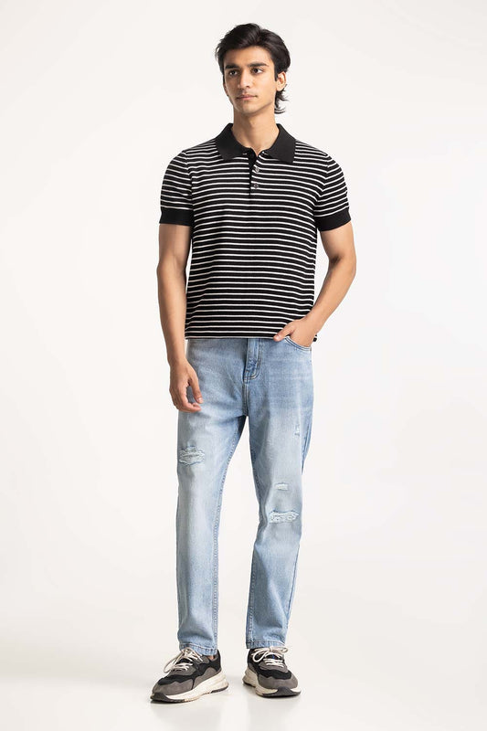 Striped Knit Polo MN-PSW-WS24-009