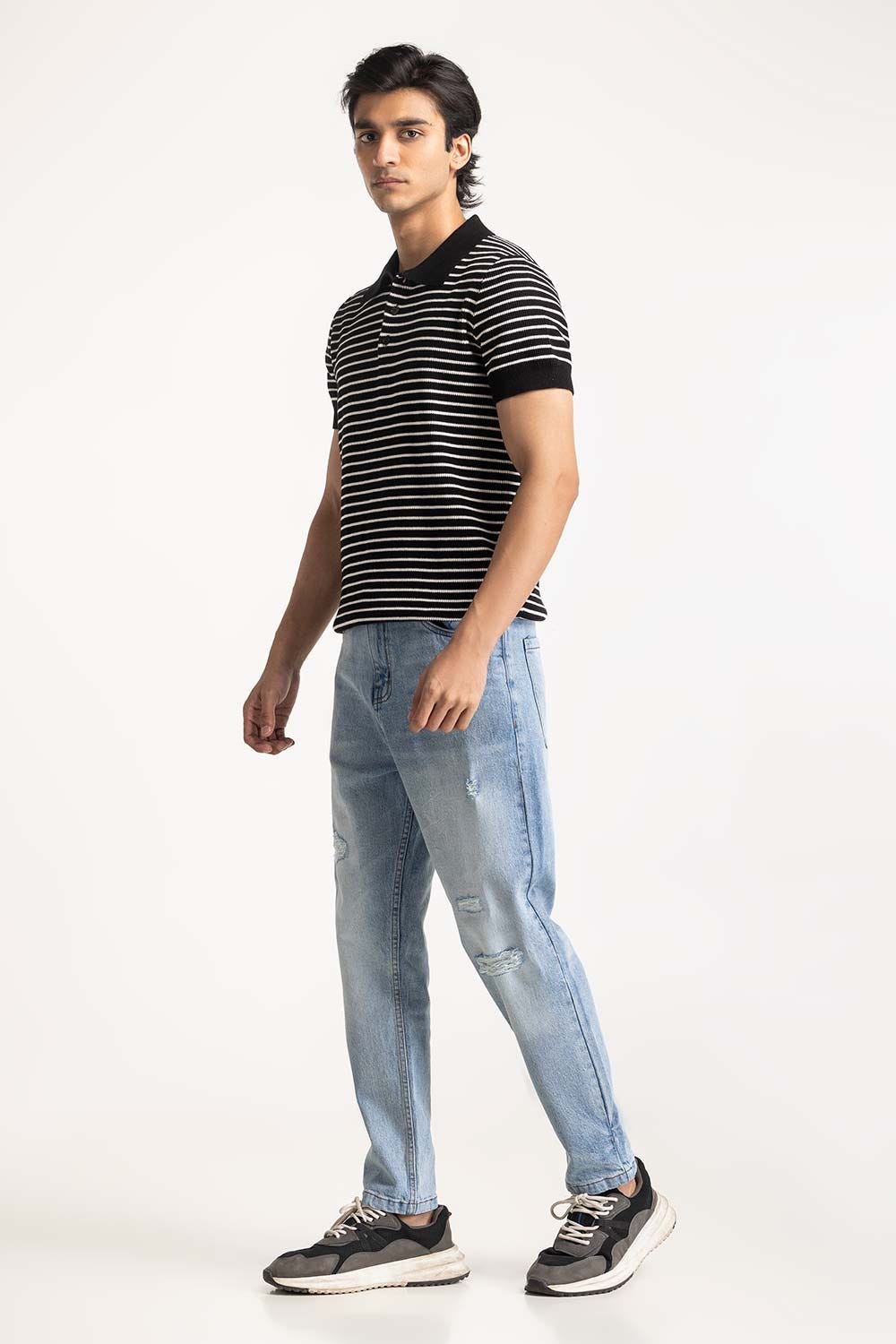 Striped Knit Polo MN-PSW-WS24-009