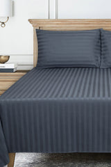Stromy Stripe Satin T-250 Bed Sheet Set