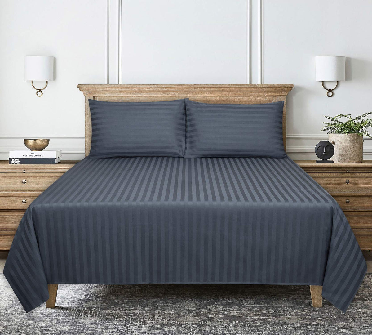 Stromy Stripe Satin T-250 Bed Sheet Set