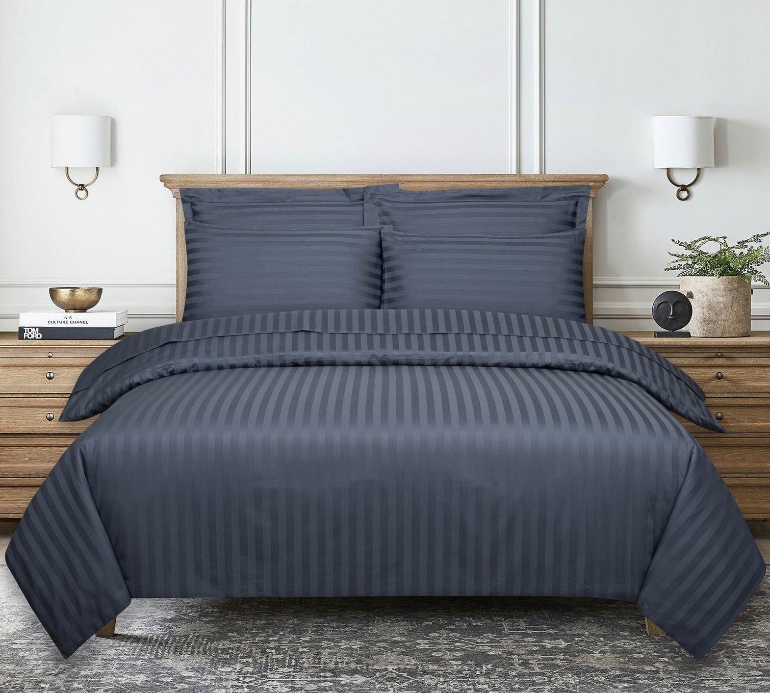 Stromy Stripe Satin T-250 Quilt Cover Set