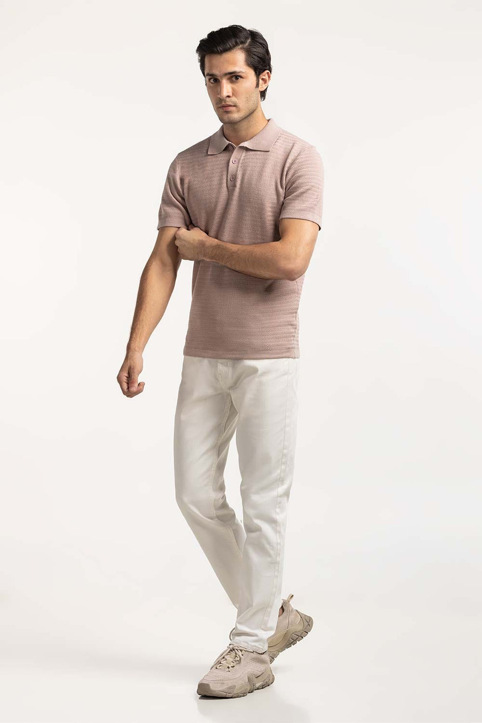 Sweater Knit Textured Polo MN-PSW-WS24-013