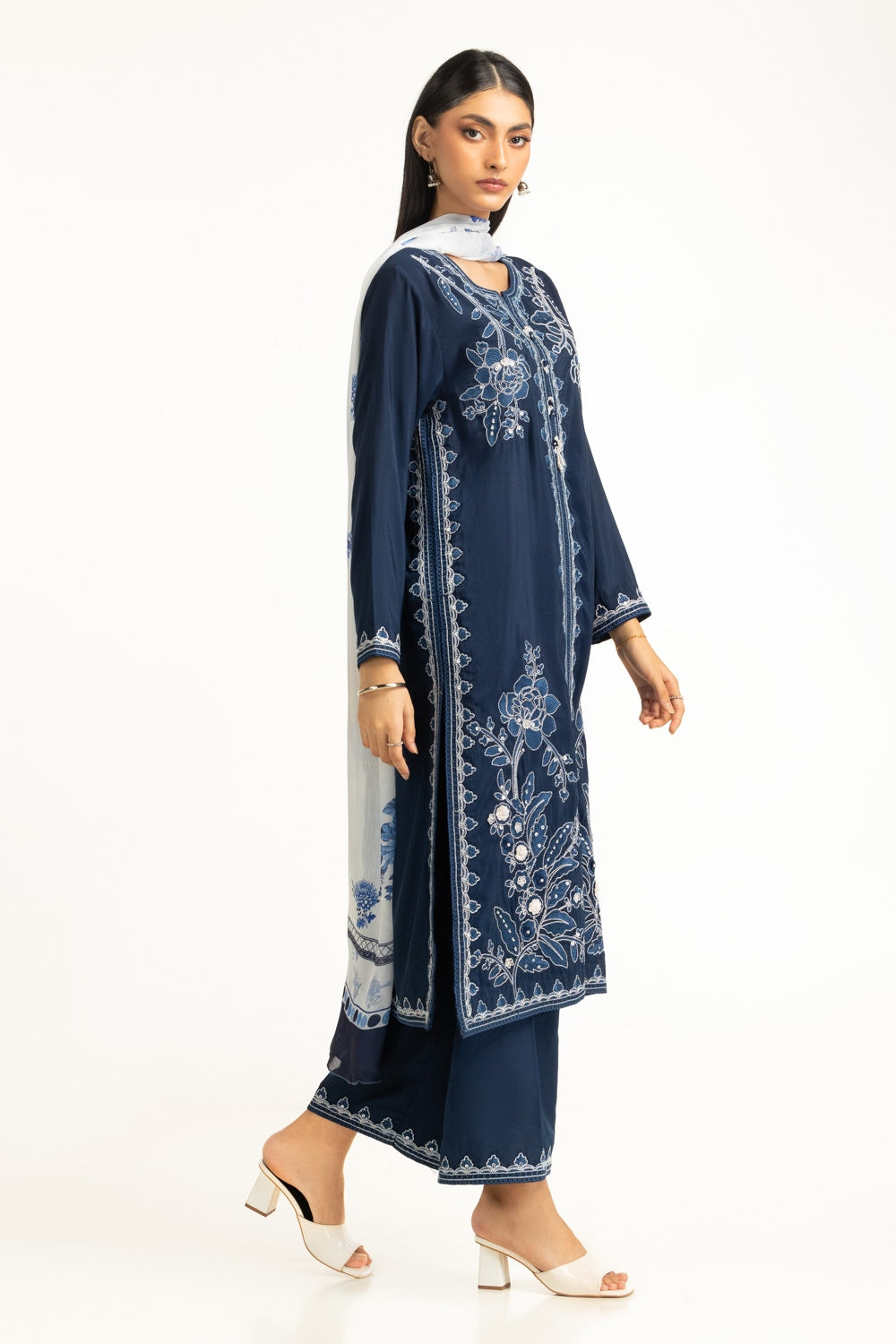 Swiss Lawn Slub Embroidered Shirt And Trouser IPST-44729