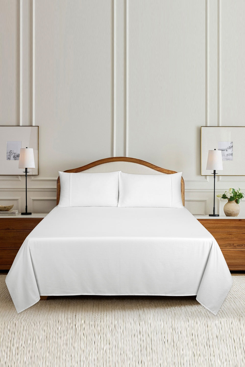 White Beads T-200 Bed Sheet Set