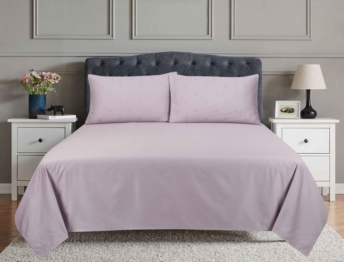 Lilac T-400 Embroidered Bed Sheet Set
