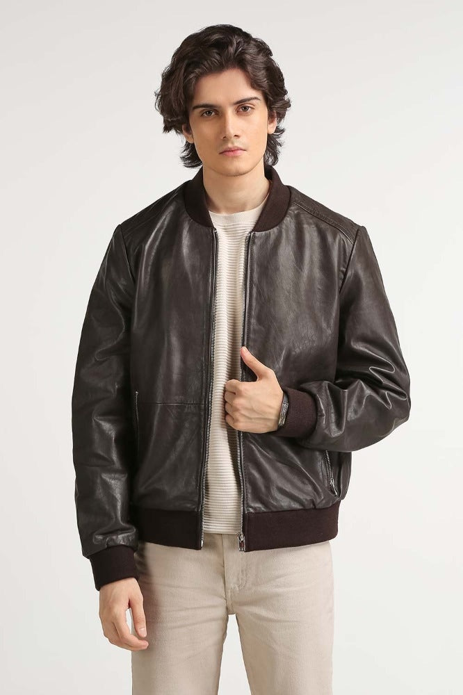 Taupe Fashion Leather Jacket MN-JKT-WS23-206