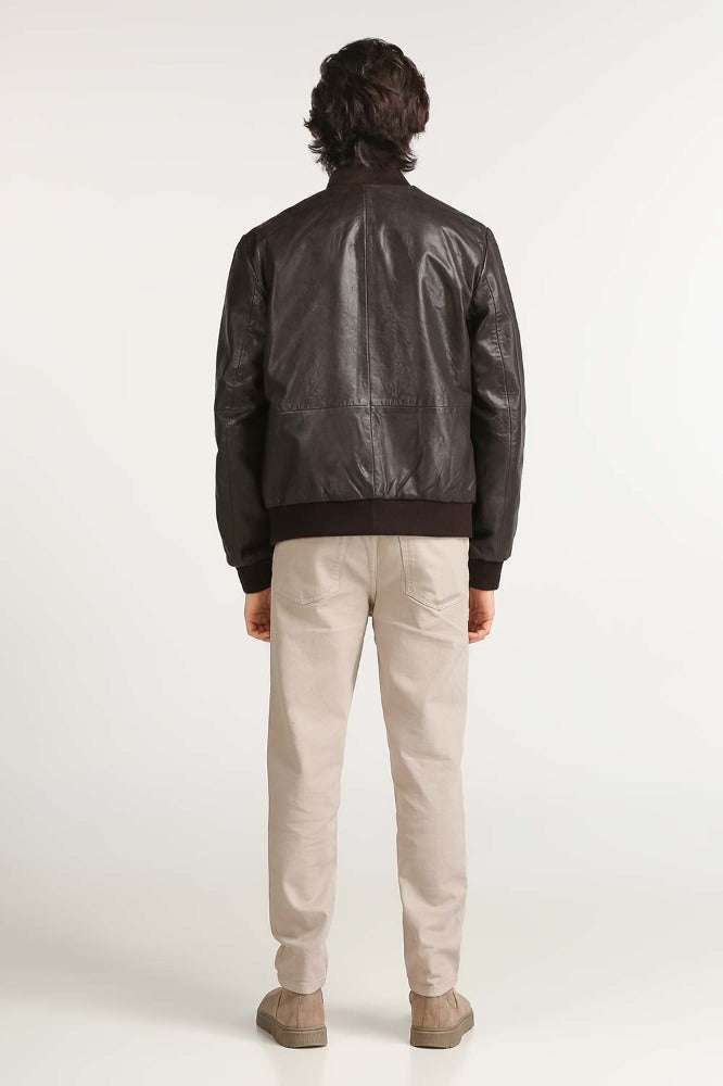 Taupe Fashion Leather Jacket MN-JKT-WS23-206