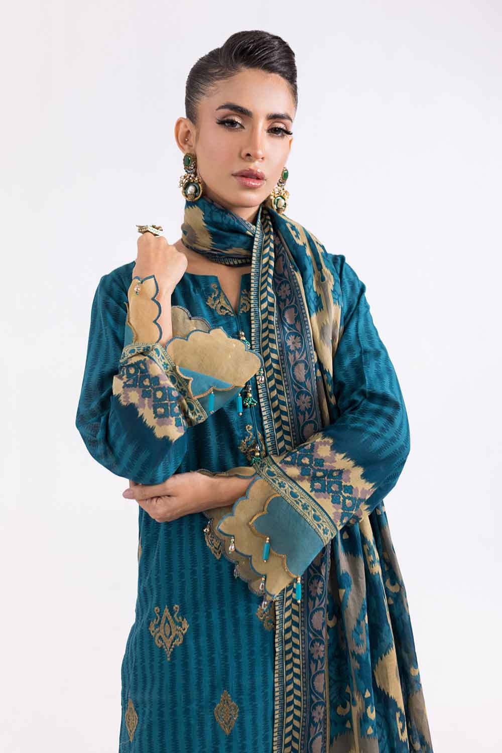 2 Piece Unstitched Embroidered Printed Cambric Shirt with Lawn Dupatta TCE-42002