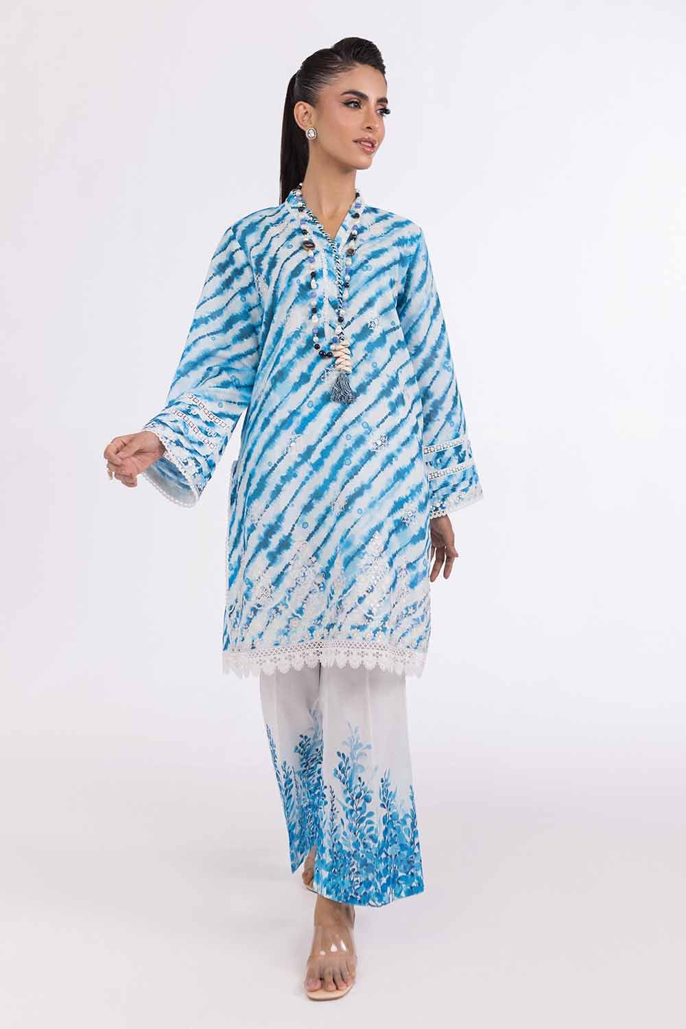 2 Piece Unstitched Embroidered Printed Cambric Suit with Printed Cambric Trouser TCE-42006