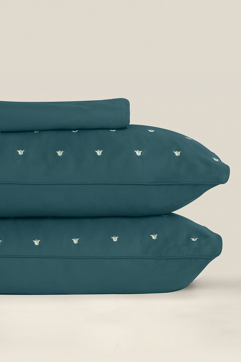 Teal Green T-400 Embroidered Bed Sheet Set