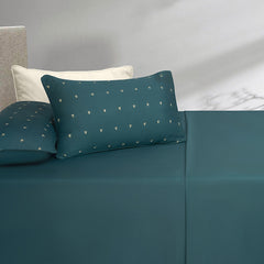 Teal Green T-400 Embroidered Bed Sheet Set