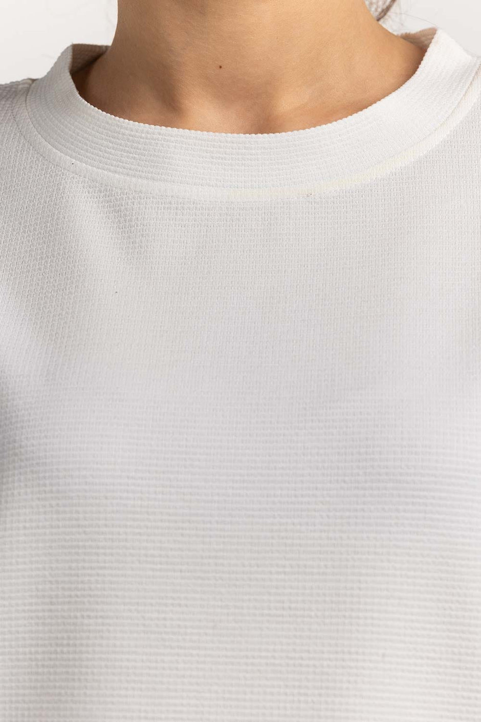 Textured Crew Neck White Shirt