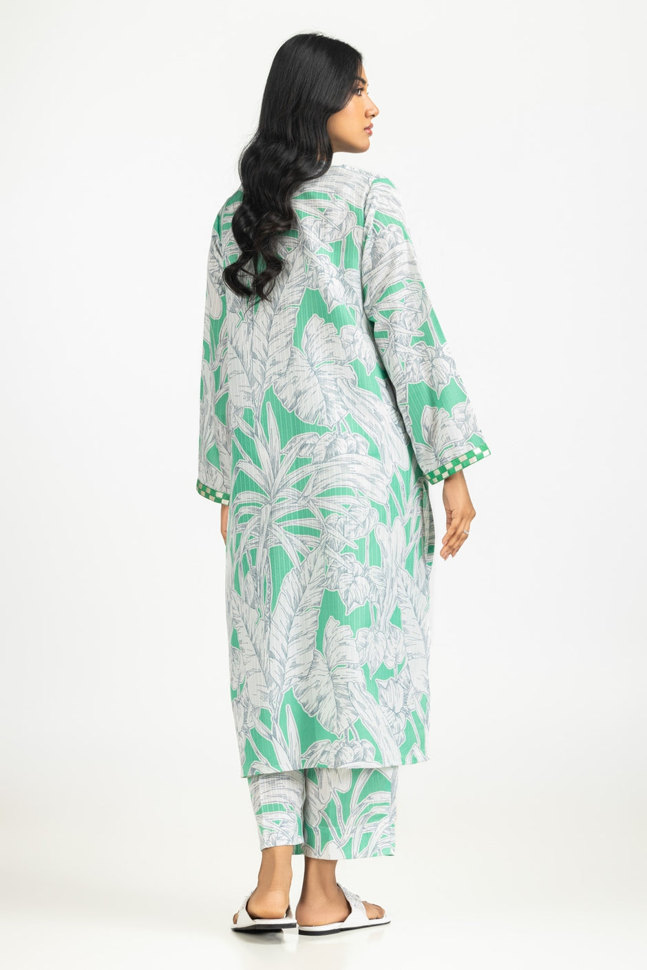 Textured Dobby Printed Co-Ord Set with Embroidered