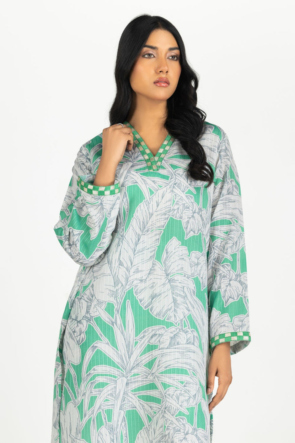Textured Dobby Printed Co-Ord Set with Embroidered