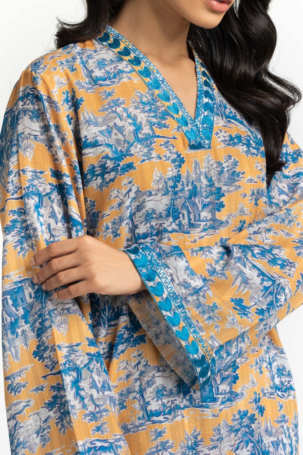 Textured Dobby Printed  Shirt With Embroidered IPS-44712