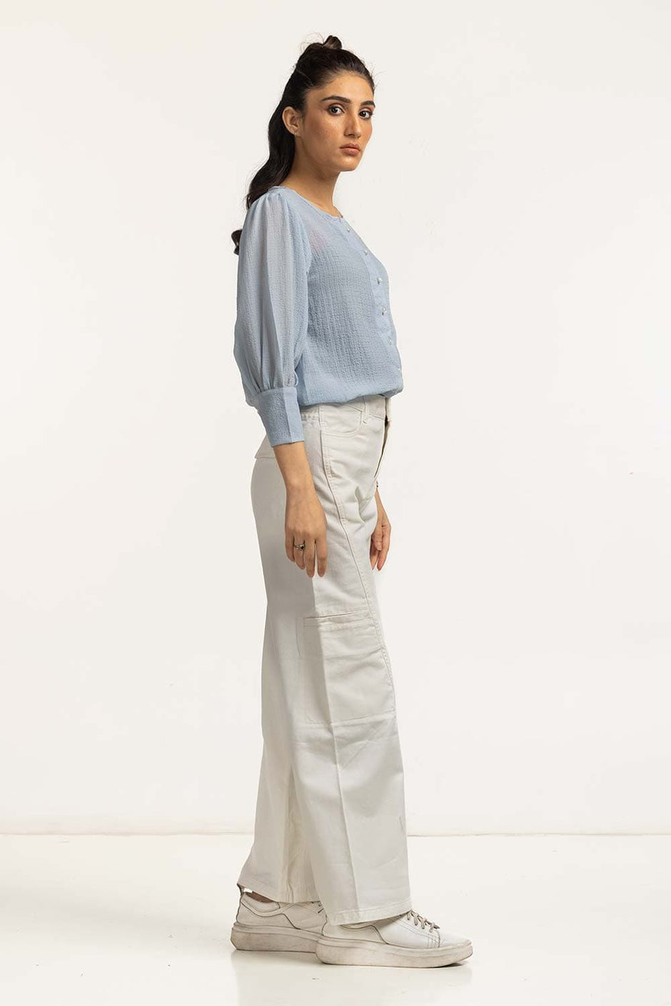 Textured Round Neck Blouse