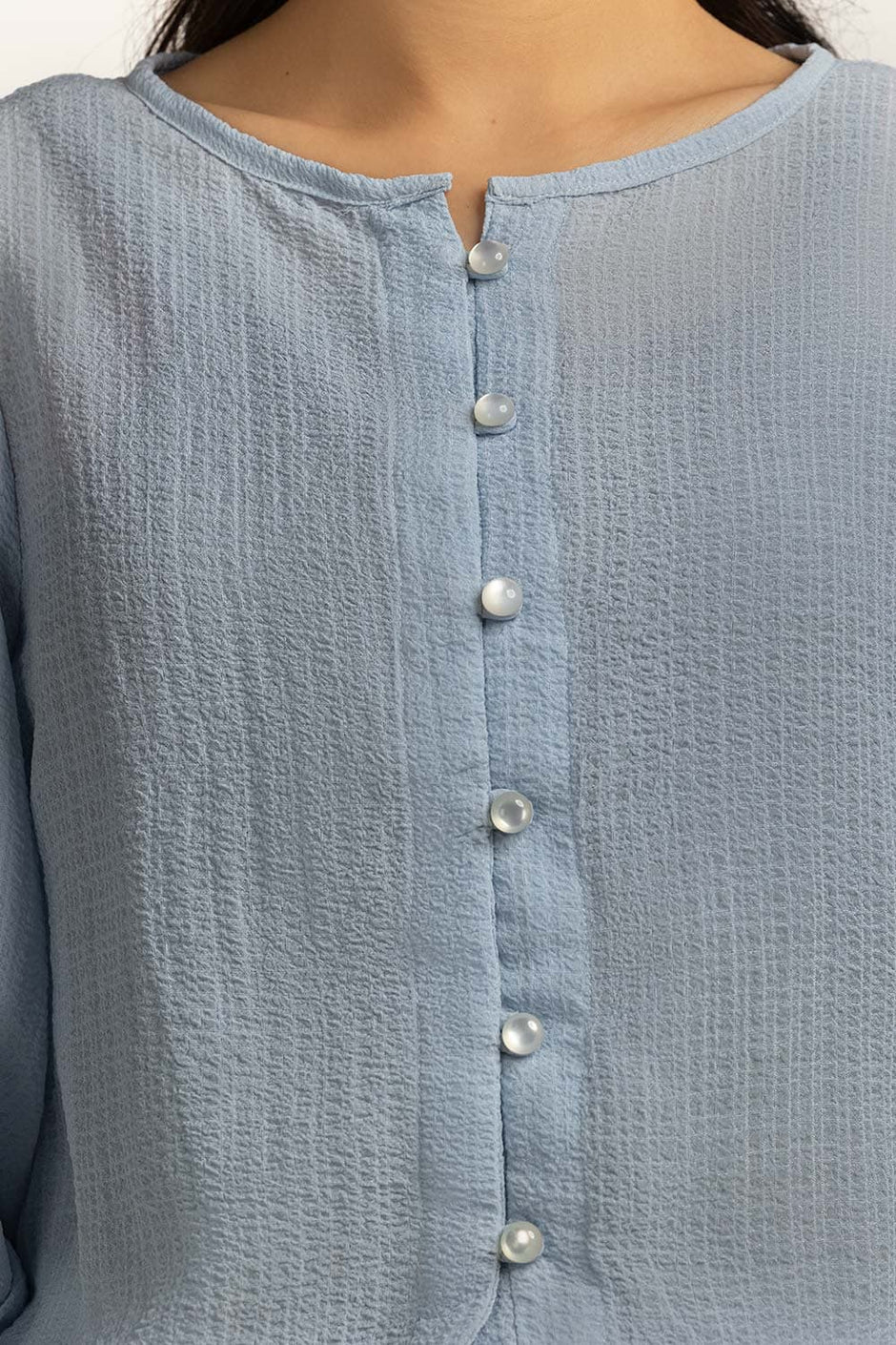 Textured Round Neck Blouse