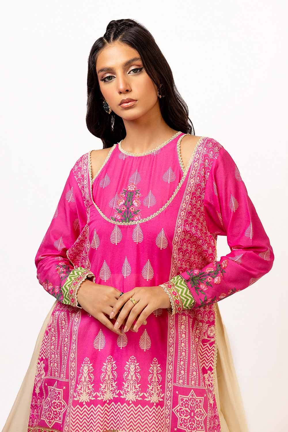 2 Piece Unstitched Printed Lawn Suit with Embroidered Trouser TL-42114