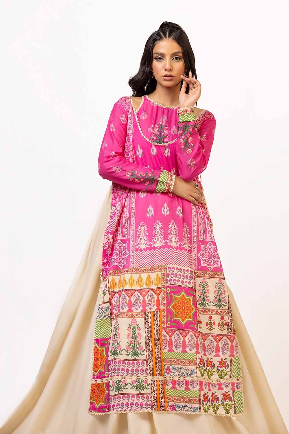 2 Piece Unstitched Printed Lawn Suit with Embroidered Trouser TL-42114