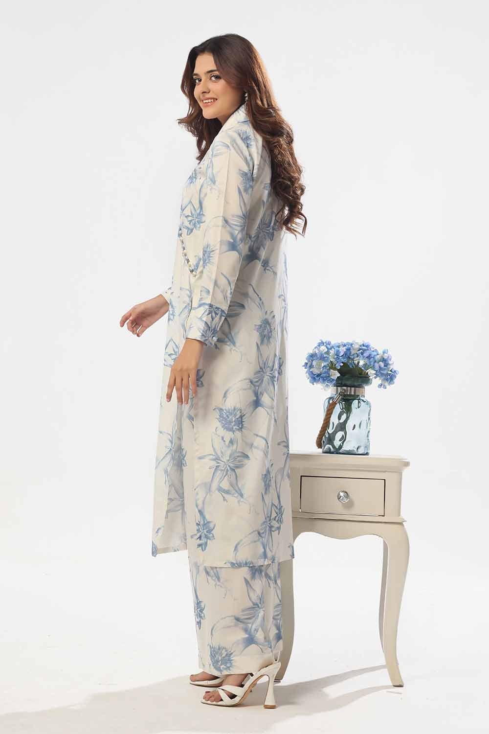 2 Piece Unstitched Printed Viscose Slub Suit