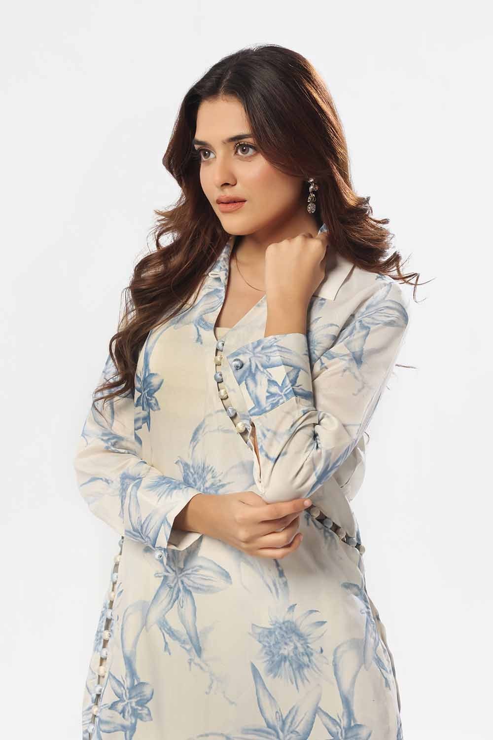 2 Piece Unstitched Printed Viscose Slub Suit