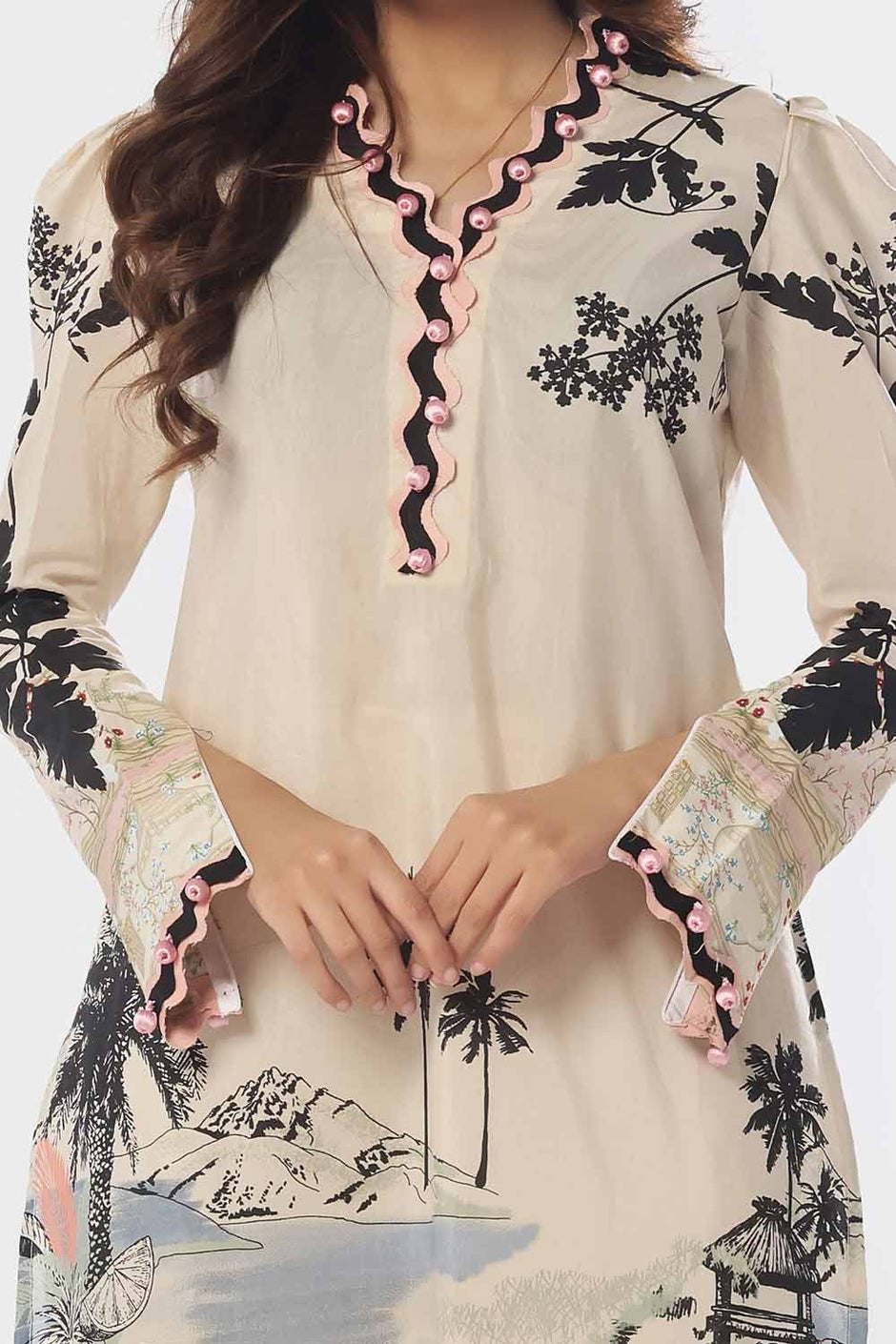 2 Piece Unstitched Printed Jacquard Suit