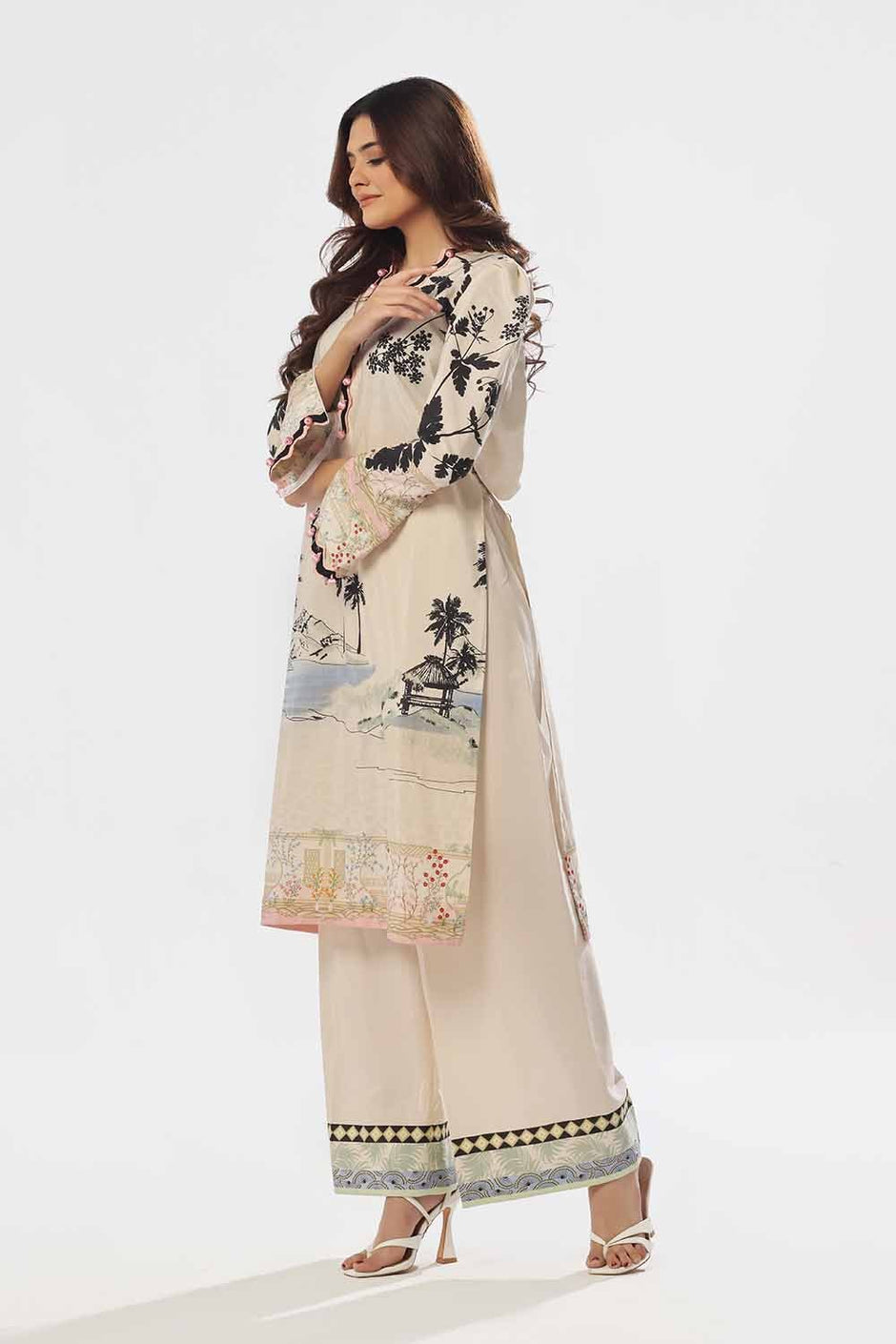 2 Piece Unstitched Printed Jacquard Suit