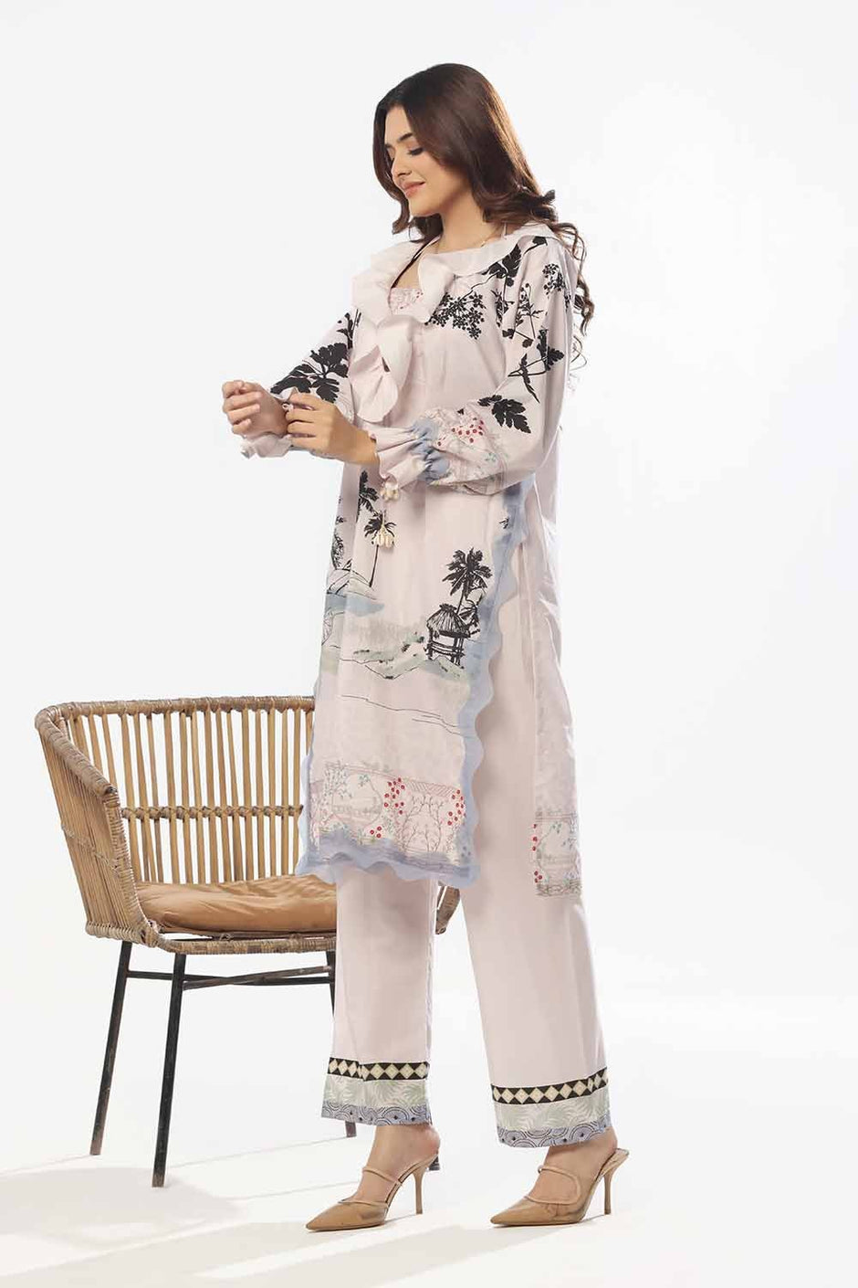2 Piece Unstitched Printed Jacquard Suit
