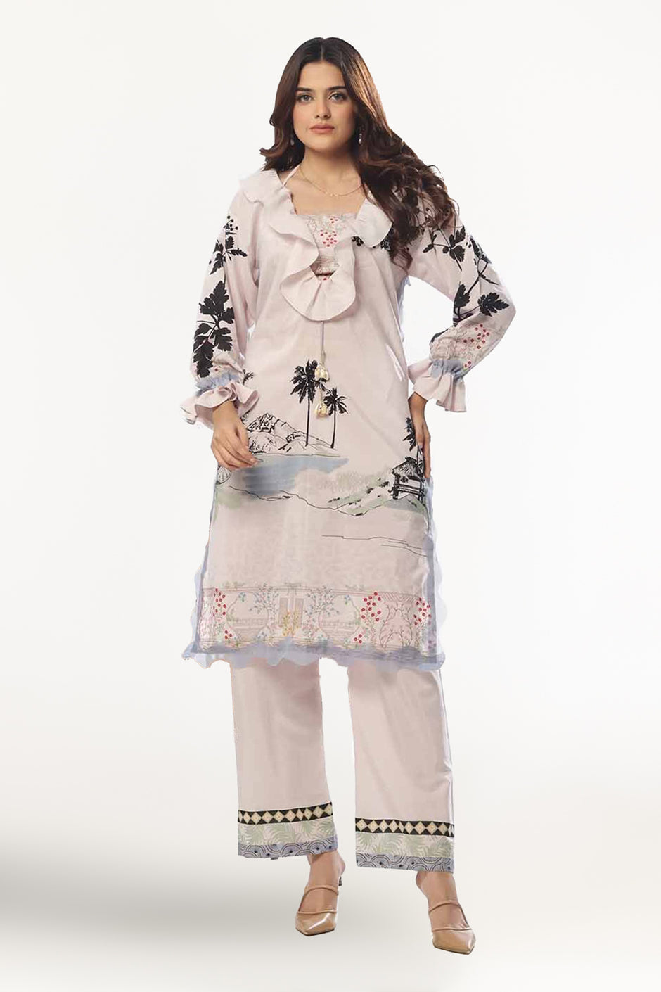 2 Piece Unstitched Printed Jacquard Suit