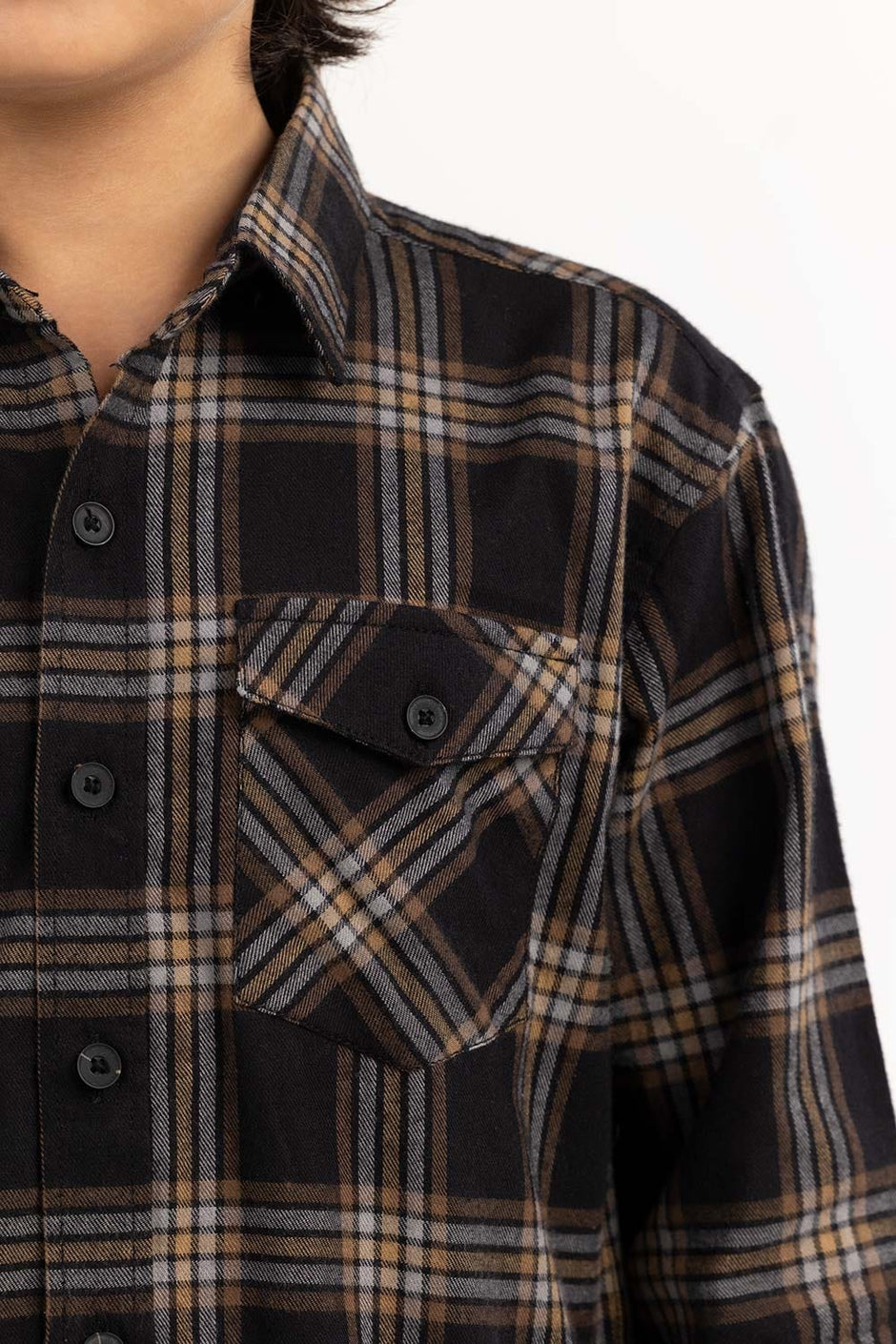 Toddler Boy Black Silver Checkered Casual Shirt 224-317-011