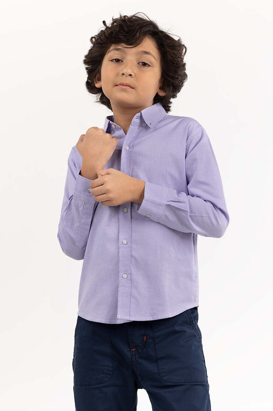 Toddler Boy White And Purple Checkered Casual Shirt 224-317-019
