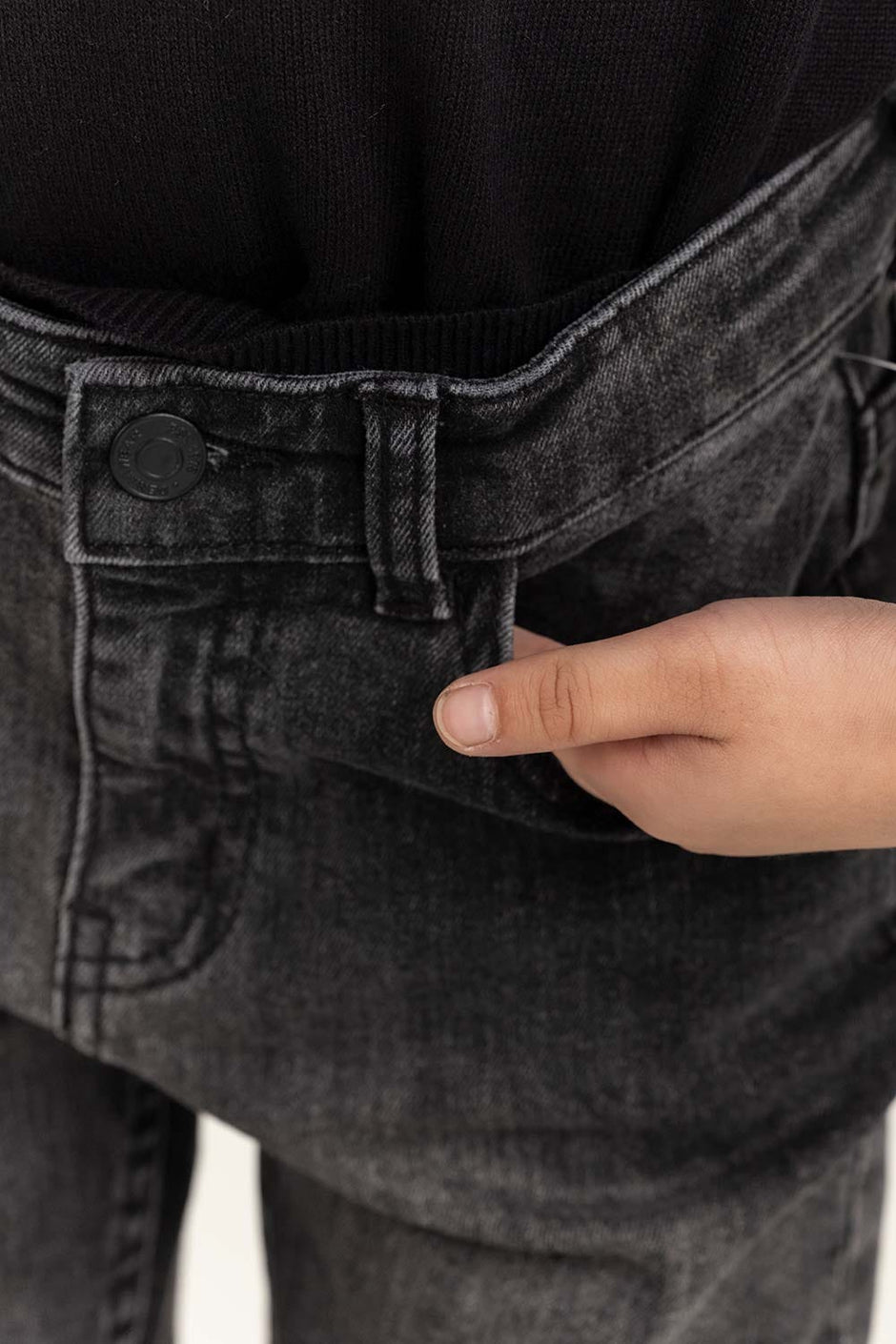 Toddler Boy Dark Grey Five Pocket Jeans 224-321-010