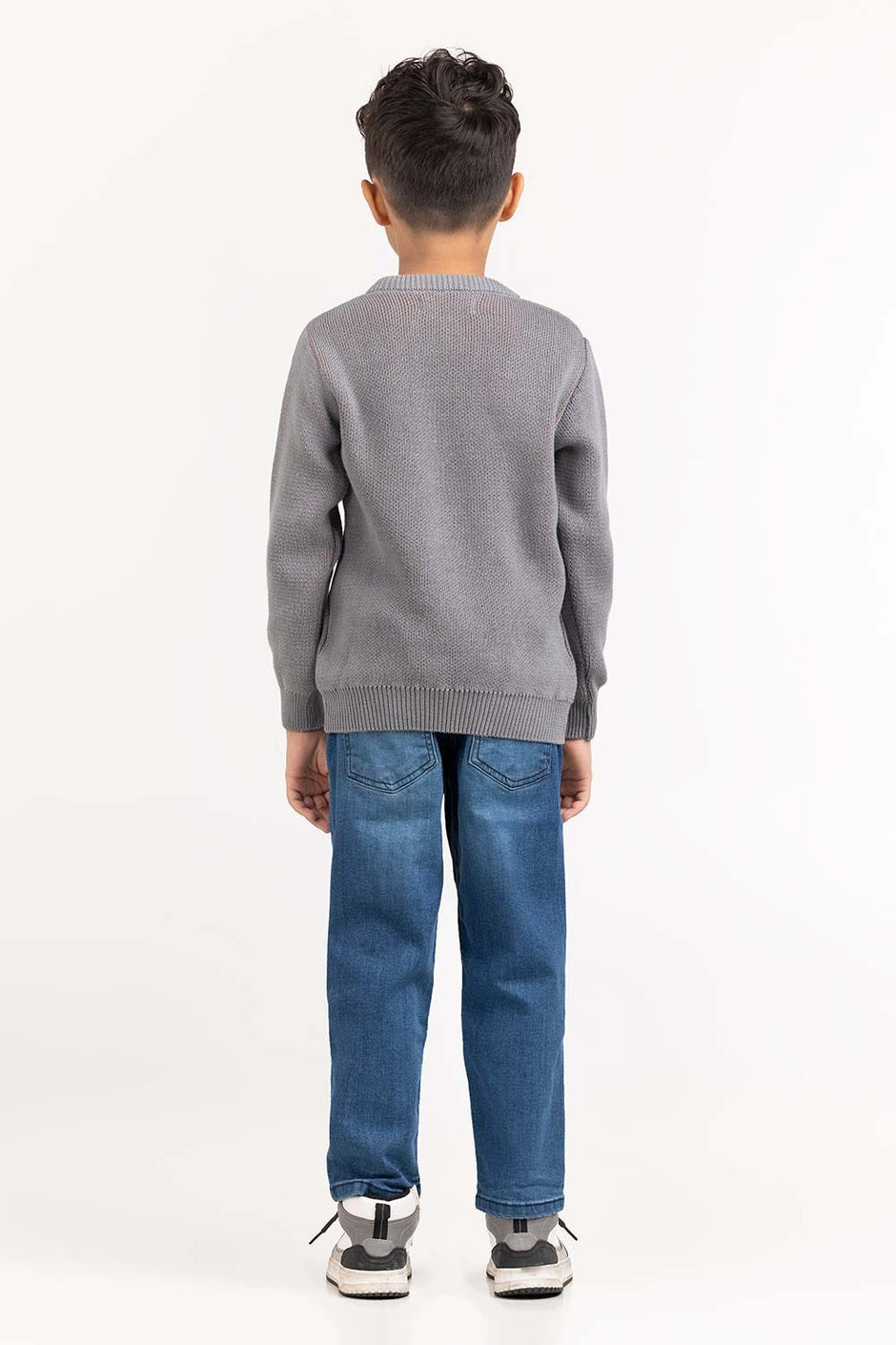 Toddler Boy Grey Knitted Sweater 224-511-043