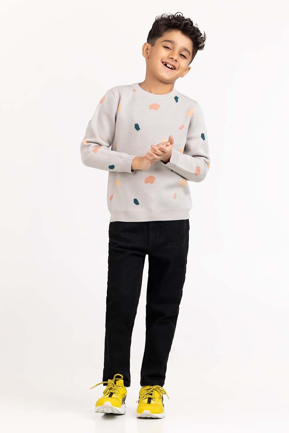 Toddler Boy Light Grey Knit Sweater 224-511-022