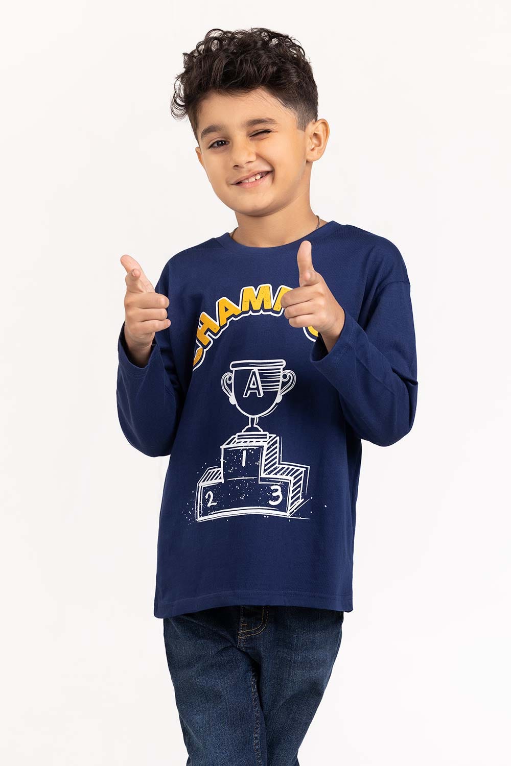 Toddler Boy Navy Knit T-Shirt 224-513-025