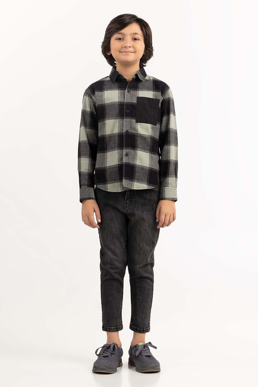 Toddler Boy Green And Black Casual Shirt 224-317-006