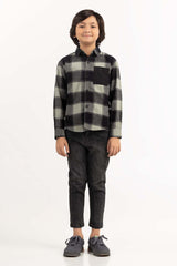 Toddler Boy Green And Black Casual Shirt 224-317-006
