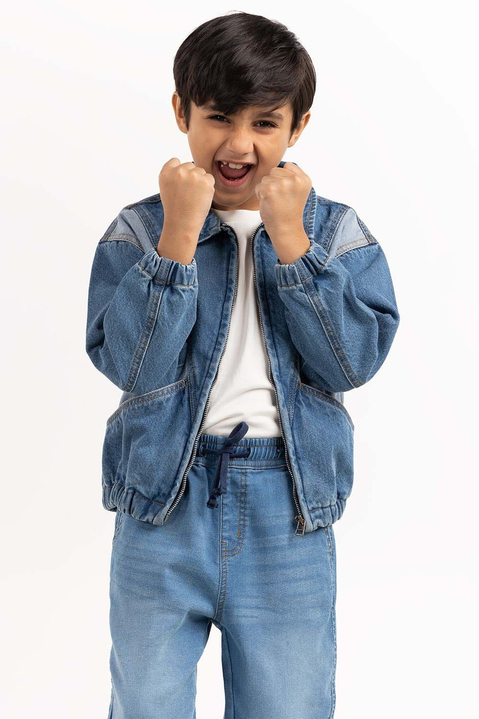Toddler Boy Light Blue Collared Denim Jacket 224-310-050